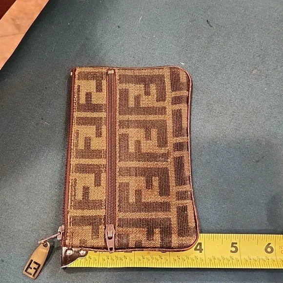 Fendi Zucca Card Holder Coin Pouch Zip Wallet Canvas Vintage - Picture 6 of 13